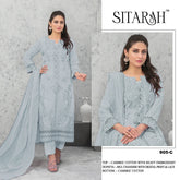 Pure Cambric Cotton with Embroidered Sequence & Thread work Suit